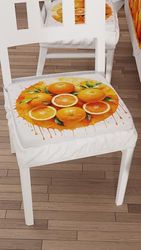 PETTI Artigiani Italiani - Stoelkussens met 2-delig elastiek, kussenslopen van microvezel, stoelhoezen met veer motief oranje, 100% Made in Italy