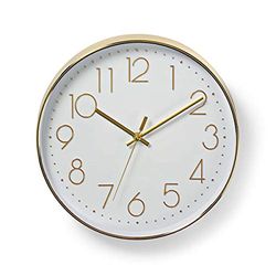 NEDIS CLWA015PC30GD Cirkelvormige wandklok, diameter van 30 cm, gemakkelijk afleesbare cijfers, goud