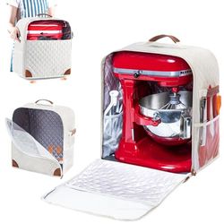BAGSPRITE Copertura per mixer con base scorrevole per elettrodomestici, compatibile con mixer KitchenAid, borsa portaoggetti per 4,5/5 litri, con tasche per accessori e accessori per utensili da