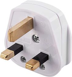 Prise anglaise 13 A avec prise de terre, idéale pour les appareils électriques domestiques et de bureau.