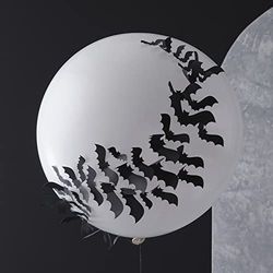 Ginger Ray Giant White Halloween Balloon with 3d Bats ideal for Halloween party Decoration, FN-127