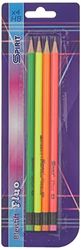 SPIRIT TTS Fluo Lot de 4 crayons ronds avec gomme 4/1