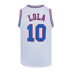 Baskettröjor för män 10 Lola Space Film Jersey Skjortor Vit/Svart, Vitt, M