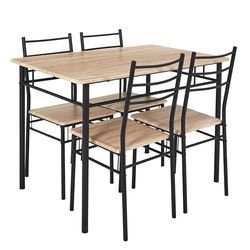 HOME DECO FACTORY Table Et 4 Chaises Loka, Marron Noir, 110x76x70