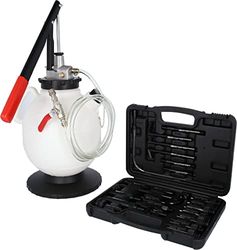 KS Tools 150.9105 uniwersalny zestaw do napełniania olejem przekładniowym z 23-częściowym zestawem adapterów
