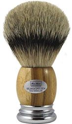 Hans BAIER Exclusive pennello da barba Argento Punta In Legno Di Teak Con Base In Metallo – Taglia. 3