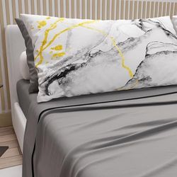 PETTI Artigiani Italiani - Sábanas de algodón con Fundas de Almohada de impresión Digital, sábanas matrimoniales, Juego de Cama matrimonial, Gris, 100% Made in Italy