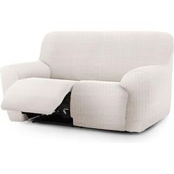 ECOMMERC3 | Funda Sofá Relax Pies Juntos 3x2 Super Elástica Bielástica - Funda Sofá Color Crudo Transpirable, Fácil de Colocar y Quitar, con Espumas de Sujeción y Gomas para Reposapiés