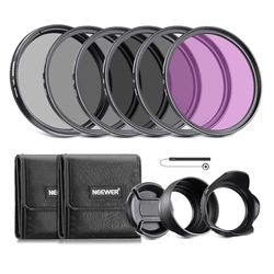 NEEWER 67 mm Kit de filtro ND e acessórios de lente, ND2 ND4 ND8 UV FLD CPL(polarizador circular) conjunto de filtros com tampa de lente / para-sol de lente em forma de Tulipa/para-sol de lente de