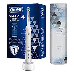 Oral-B Smart 4 Brosse À Dents Électrique Rechargeable Avec 1 Manche Connecté Bluetooth, 1 Brossette Et 1 Étui De Voyage Offert