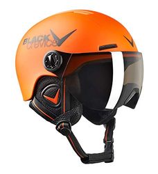 BLACK CREVICE Capacete de esqui infantil Leogang I capacete esqui com viseiraestilo piloto I capacete snowboard para meninos e meninas I capacete esqui respirável I (52-54, laranja mate preto)