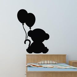 Ambiance Sticker Svart skiffer – självhäftande väggklistermärken – nallebjörn med ballonger – H110 x L 80 cm