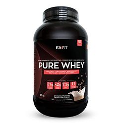 Eafit Pure Whey - Noir - Cappuccino 2,2 kg - Croissance Musculaire - Protéines de Whey - Assimilation Rapide - Acides Aminés et des Enzymes Digestives - Complexe High Amino - Certifié Anti-Dopage