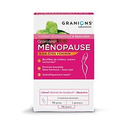 Ménopause gélules Granions | Traitement Anti Bouffées de Chaleur | Testé et Approuvé pour la Pré-Ménopause et la Ménopause - Soulage tous les symptômes | Sans hormone, sans soja | Marque FR|56 gélules