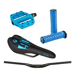 SDG Kit Junior Pro (Selle, Guidon, Grips, pédales, entretoise) -Bleu Cyan Mixte Adulte