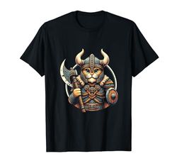 Casco de gato vikingo para amantes de los gatos nórdicos, guerrero noruego Camiseta