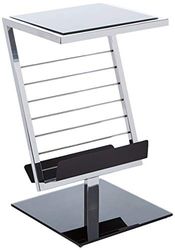 HAKU Möbel Mesa lateral cromada, preto, metal, vidro de segurança - Dim. : A 36 cm x L 60 cm x P 30 cm, estilo: Moderno