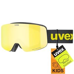 uvex pwdr FM, lunettes de ski, Enfant unisexe, black matt/yellow-clear, one size