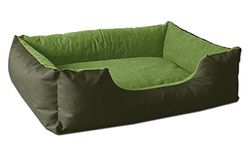 BedDog® hondenmand LUPI, vierkant hondenkussen, grote hondenbed, hondensofa, hondenhuis, met afneembare hoez, wasbaar, S, groen/groen