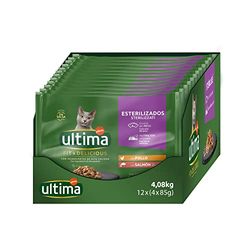 Ultima Comida Húmeda para Gatos con Pollo y Salmón, 4 x 85 gr x 12 (4.08 kg)