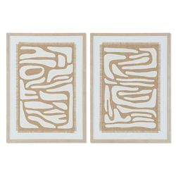 Home ESPRIT Tableau Blanc Beige Abstrait scandinave 52,7 x 2,5 x 72,5 cm (2 unités)