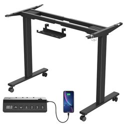 JUMMICO Estructura de Escritorio de Altura Ajustable con 2 Motores Fuertes, Altura Ajustable con Puerto de Carga USB-C, 3 Controles de Memoria para Sentarse de pie (Negro)