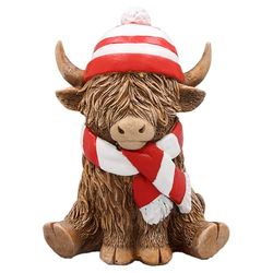 L & P Home & Gifts LP74353 Highland Cow Scarf & HAT, Ceramic