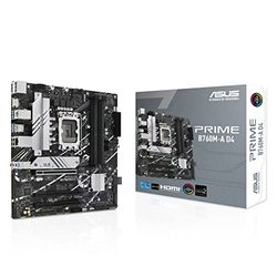 ASUS Prime B760M-A D4 – Carte mère Intel B760 LGA 1700 Micro-ATX (PCIe 4.0, 2 x M.2, Realtek 2.5Gb Ethernet, DisplayPort, 2 x HDMI, SATA 6 GB/s, USB 3.2 Gen 2, Aura Sync RGB)