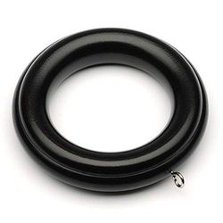Merriway BH05769 (24 Pcs) Wooden Curtain Drapery Pole Rod Rings with Screw Eye, Inner Diameter 45mm (1.3/4 Inch) Outer Diameter 64mm (2.1/2 Inch) Black - Pack of 24 Pieces