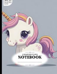 Composition Notebook College Ruled: Cute Little Chibi Horse Unicorn Base Model, Simple and Flat Illustration, No-Much Detail, Size 8.5x11 Inches
