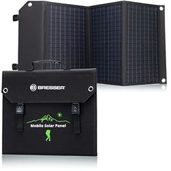 Bresser Cargador solar de 60 W con 1 CC y 3 puertos USB-A, incluye conector USB-A hembra con QC3.0 para carga rápida, panel solar como cargador para smartphones, estaciones de alimentación, etc.