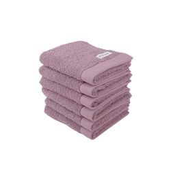 Herding Tom Tailor Guest Towels, Set of 6, 30 x 50 cm, 100% Cotton/Terry Towels, with Hanger and Label with Logo, Colour Bath Towel, Purple (Cozy Mauve)