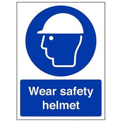 vsafety 41002 AN-R "indossare casco di sicurezza obbligatorio" DPI, Plastica rigida, verticale, 150 mm x 200 mm, colore: blu