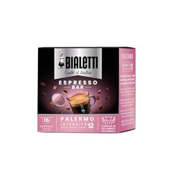 Bialetti Caffè d'Italia, Box 16 Capsule, Palermo, Intensità 12, Compatibili con Macchine Bialetti sistema chiuso, 100% Alluminio