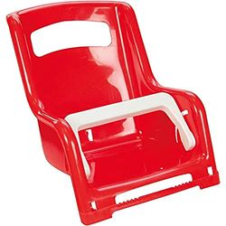 Lena 61168 Poppenzitje, ca. 27 cm, 1 geassorteerd kleurvak, poppenzitje voor kinderfiets, bagagedrager, stoel voor favoriete poppenmoeders, rood of geel
