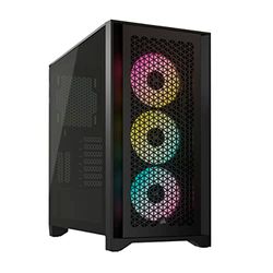 Corsair Semitorre iCUE 4000D RGB Airflow, 3 Ventiladores AF120 RGB Elite - Controlador iCUE Lighting Node Pro - Diseño de Alto Flujo de Aire - Negro