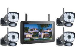 ELRO CZ60RIPS Color Night Vision 1080P HD - Kit di videosorveglianza con 4 telecamere, schermo da 9" e app, colore: Nero