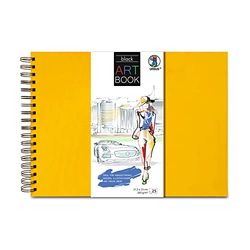 Ursus 25310015-Libro Nero, 200g/mq con Robusta Rilegatura a Spirale, Copertina Rigida Idrorepellente, Protegge Le opere d'Arte e i bozzetti handlettering, Colore Giallo Sole, 25310015