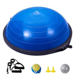 VEVOR Halve oefenbaltrainer, 66 cm baltrainer, 680 kg capaciteit stabiliteitsbal, yogabal met weerstandsbanden en voetpomp, krachtfitnessbal voor thuissportschool, full body workout, blauw