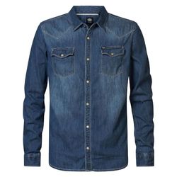 PETROL INDUSTRIES Herrskjorta långärmad-denim M-1040-SIL412; Färg: ljusindigo; Storlek: L, Ljusindigo, L