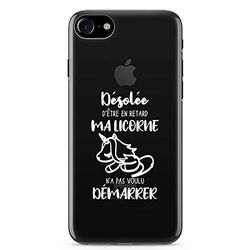 Zokko Beschermhoes voor iPhone 7, motief derotée être en vertraging, maat iPhone 7, zacht, transparant, witte inkt.