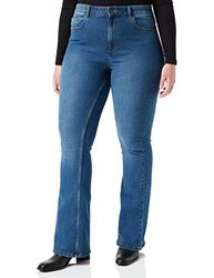 PIECES Dam Pcpeggy Flared Hw Jeans Lb Noos Bc jeans, Mellanblå denim, M