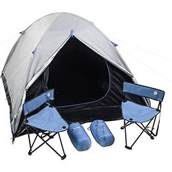 Pure4Fun - Camping Set for 2 – Dome Tent, Camping Chairs, Sleeping Bags