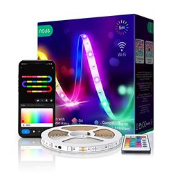 NOUS F1 Tiras LED, 5 metros WiFi Luces RGB adhesiva inteligente. Luzes flex Leds compatible con Amazon Alexa, Google Home, Tuya smart life. Accesorios habitacion gaming decorativa