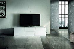 KONTE.DESIGN Porta Tv SAN BABILA in legno spazzolato bianco, 165x45x45 cm