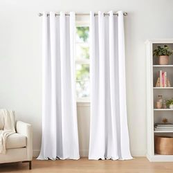 Amazon Basics 2 Piece Room Darkening Blackout Window Curtain Set with Grommets, 132 x 244 cm, White