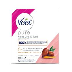 Veet PURE - Cire Chaude au Sucre et à l'Huile d'Argan - Epilation Sans Bande - Ingrédients 100% Naturels - 250ml