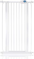 Safetots Puerta de Seguridad de Metal Extra alta con Ajuste a Presión, 68.5 cm - 75 cm, Blanco, Altura de 104 cm, Puerta de escalera extralta, Puerta de bebé extralta, Instalación fácil