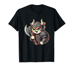 Casco de gato vikingo para amantes de los gatos nórdicos, guerrero noruego Camiseta