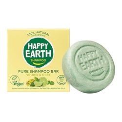 Happy Earth Barre de shampooing volume et brillance - Pour homme et femme - Bloc de shampoing - Ingrédients 100% naturels et végétalien - 70 g